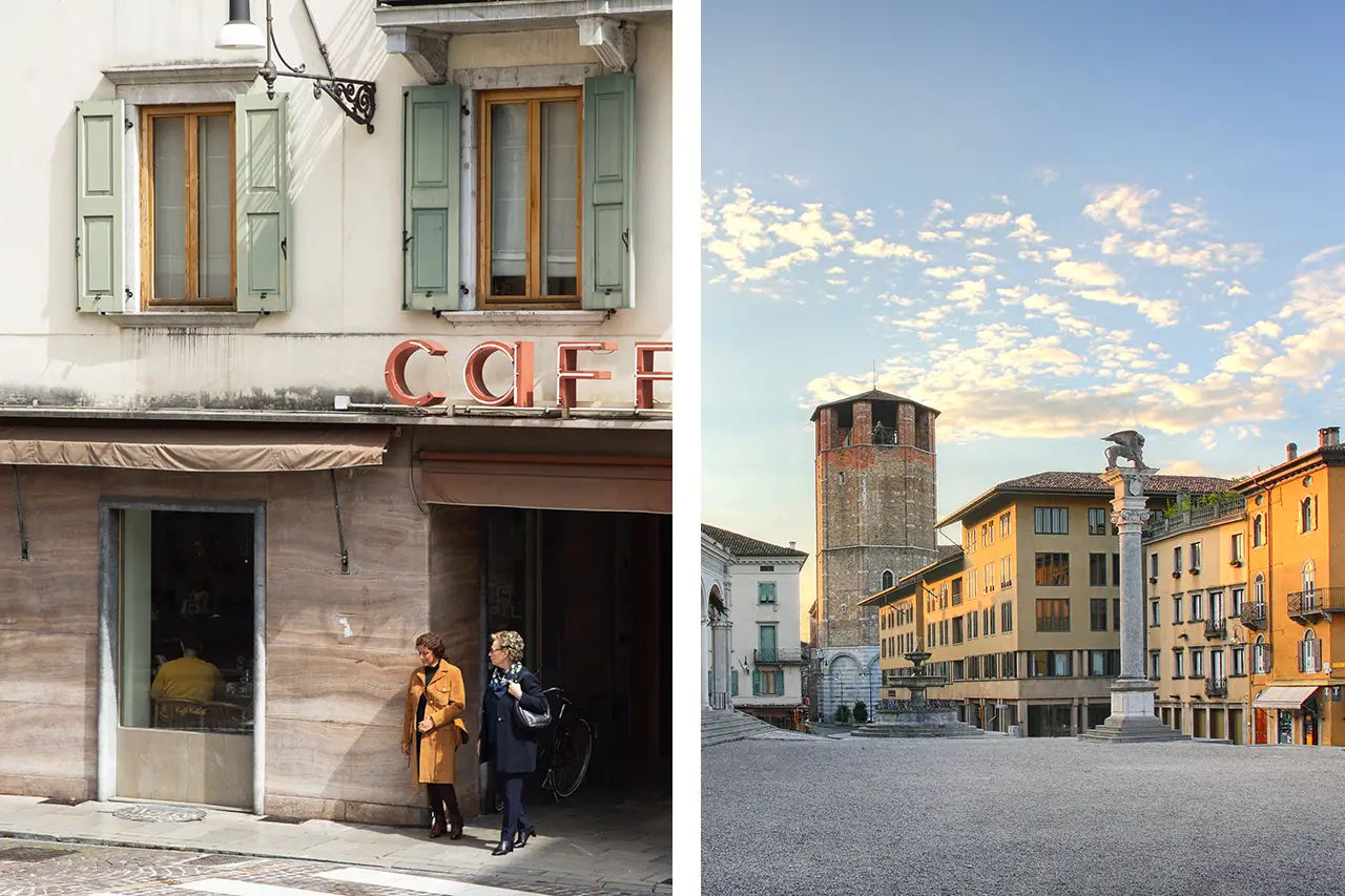 Straatbeeld Udine en Piazza della Libertà